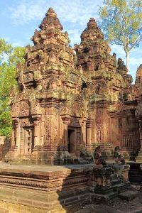 Admire the exquisite craftsmanship of Banteay Srei temple, renowned for its intricate stone carvings