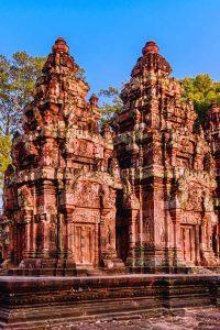 Morning sunbeams dance on Banteay Srei's red walls - a private moment during our 2.5-Day Siem Reap Journey