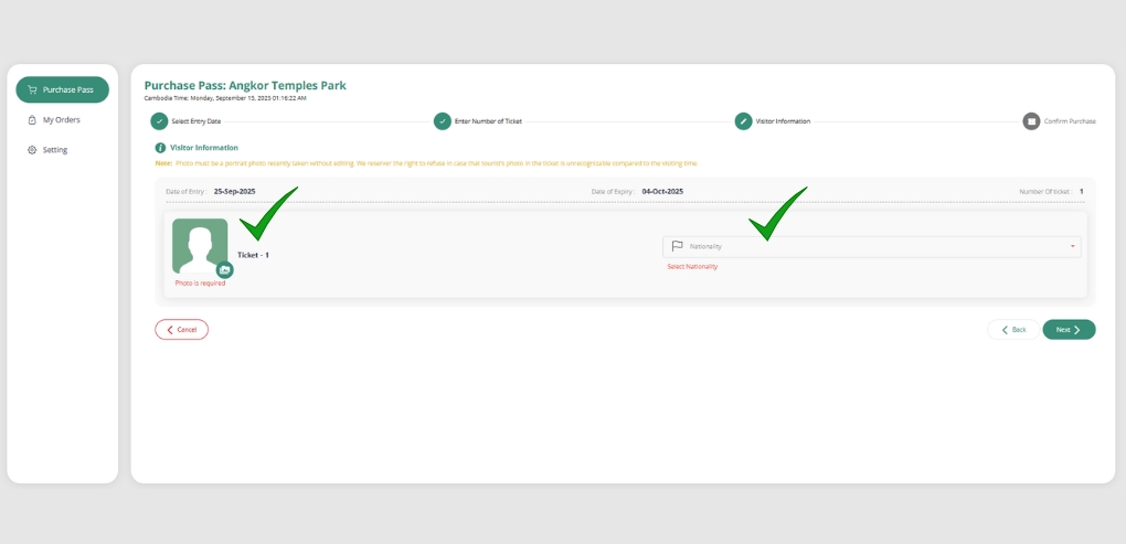 Buy Angkor Pass Online - Photo is required for the multi-day pass holder