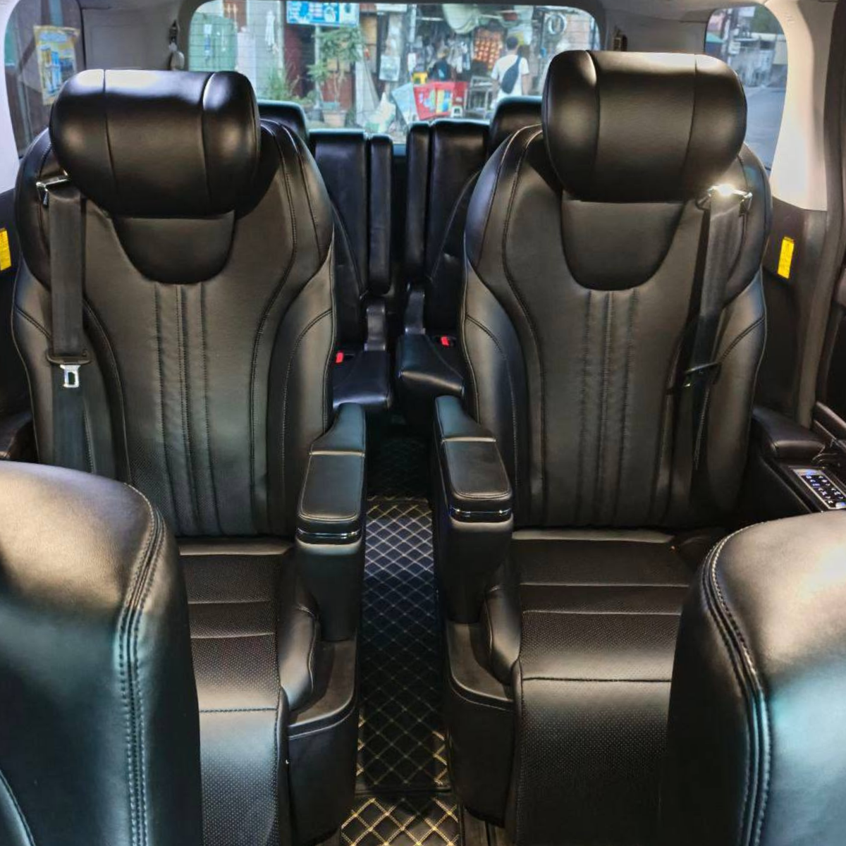 Spacious rear seating Private Siem Reap to Phnom Penh taxi service accommodates up to five passengers comfortably